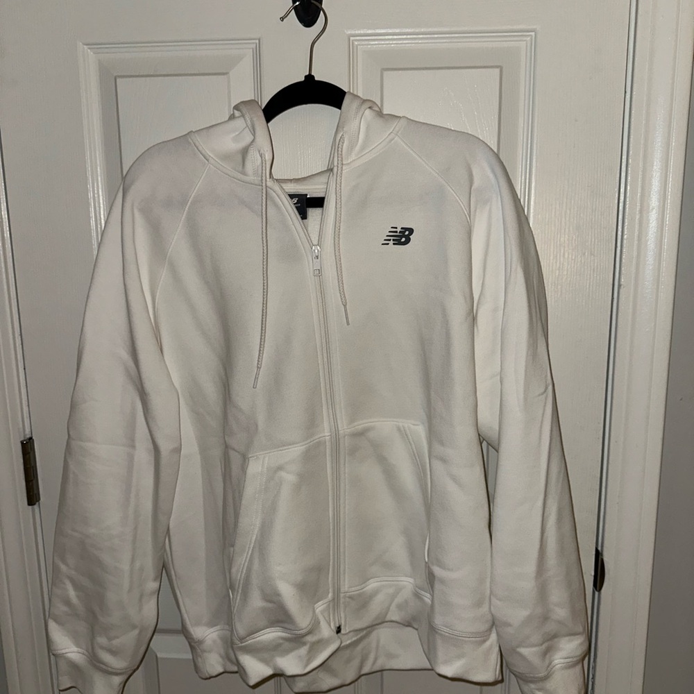 New Balance White Zip-Up Hoodie